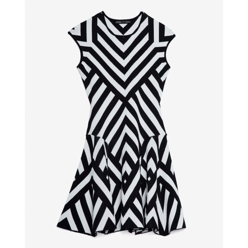 RVN chevron pattern print knitwear bodycon dress.